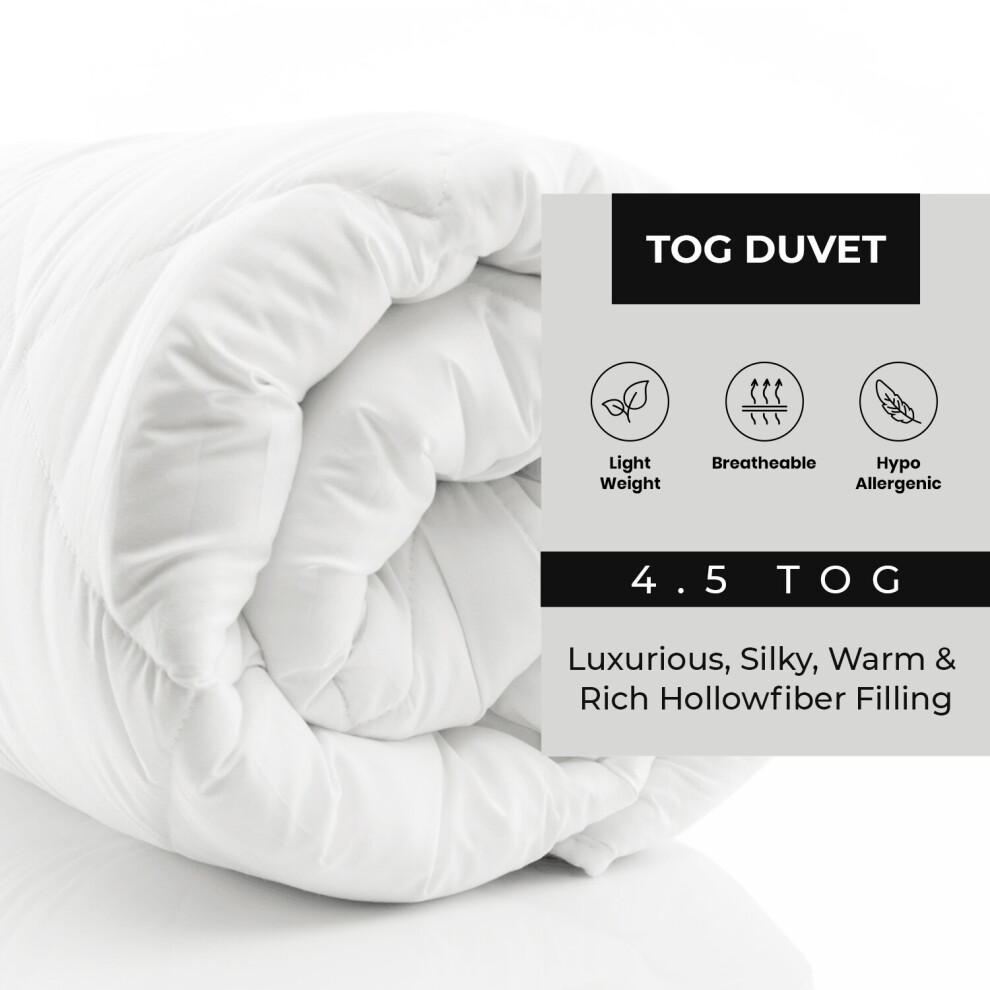 (4.5 Tog, Double) Hotel Quality Duvets Single Double King Quilt Tog