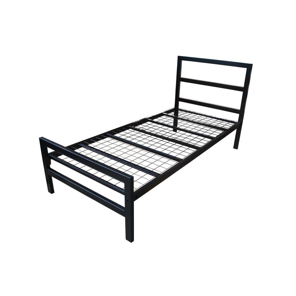 (Single) Eaton Contract Metal Bed Frame Black - Mesh Base