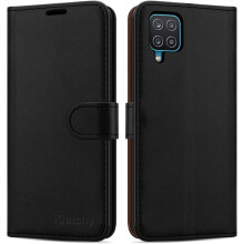 (Black) For Samsung Galaxy A12 Leather Case