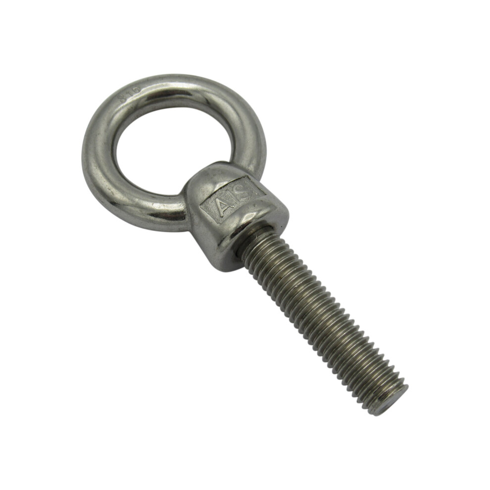 M12 Long Shank Eye Bolt Stainless Steel (50MM Metric Thread Rope)