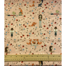 Fat Quarter Reading Stories Love foxes And Girls 100% Cotton Quilting Fabric