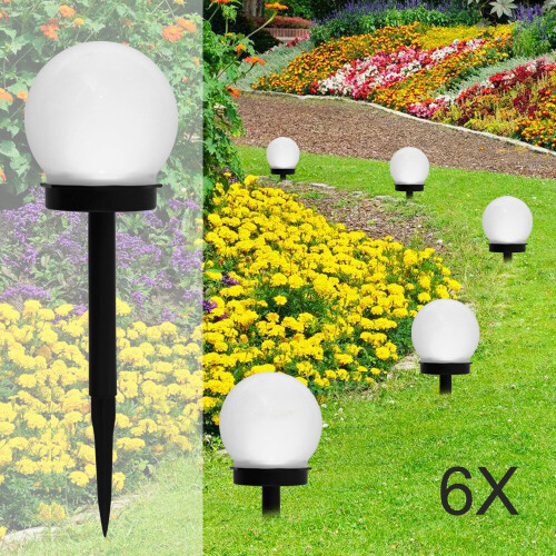 6x Solar Round Ball Globe LED Garden Path Ground Lights Stake Lighting 1