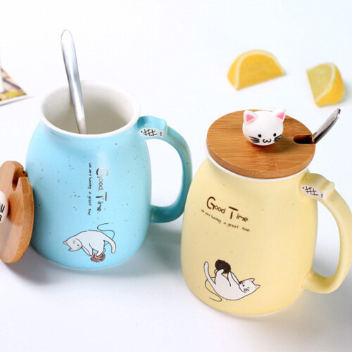 (Yellow) Cat Kitten Ceramic Coffee Mug Tea Cup 1