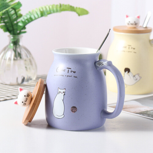 (Purple) Cat Kitten Ceramic Coffee Mug Tea Cup