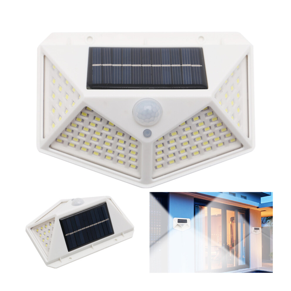 100LED Solar Powered PIR Motion Sensor Light Outdoor Garden Wall Light Bright UK