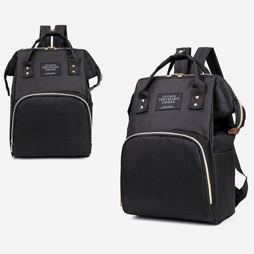 (Black) Backpack Diaper Nappy Backpack Black
