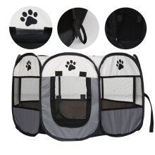 (Gray) Large Soft Foldable Pet Cage Puppy Playpen
