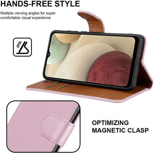 (Rose Gold) For Samsung Galaxy A12 Leather Case 1