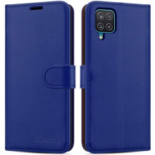 (Blue) For Samsung Galaxy A12 Leather Case