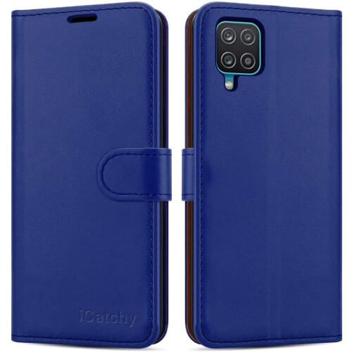 (Blue) For Samsung Galaxy A12 Leather Case