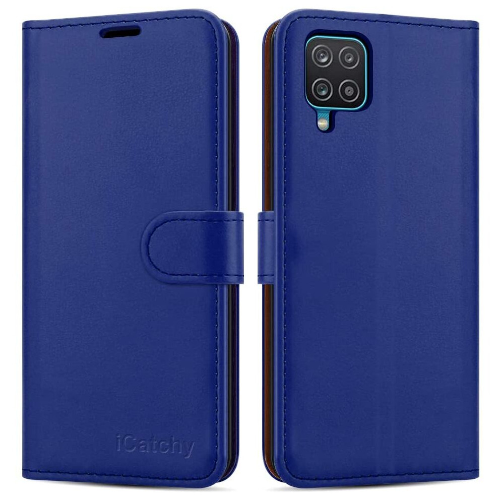Icatchy (Blue) For Samsung Galaxy A12 Leather Case