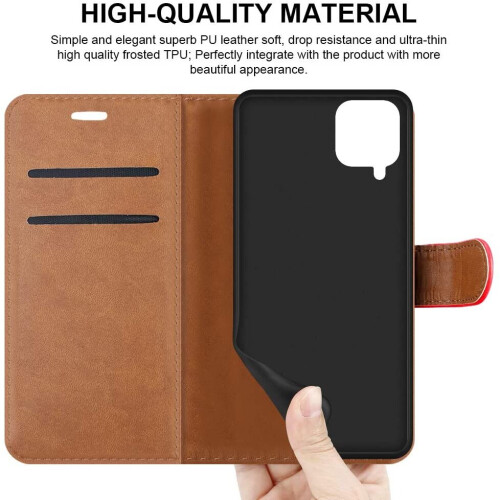 (Red) For Samsung Galaxy A12 Leather Case 1