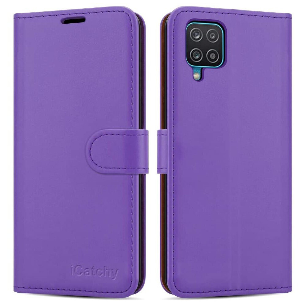 (Purple) For Samsung Galaxy A12 Leather Case Purple 5056298007455
