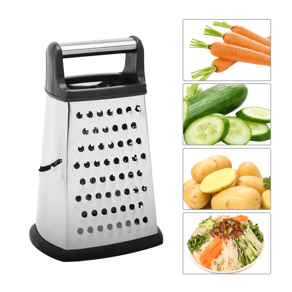 4 Sided Manual Cheese Grater Stainless Steel Vege Grater With Box Tray