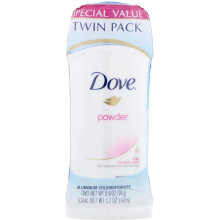 Dove, Antyprzetłuszczający Deodorant, Puder, 2 Płatki, 2,6 oz (74 g) Każdy