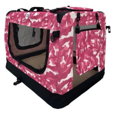 (Pink Camo, X Large) HugglePets Fabric Dog Crate, Mat & Treat Food Bag