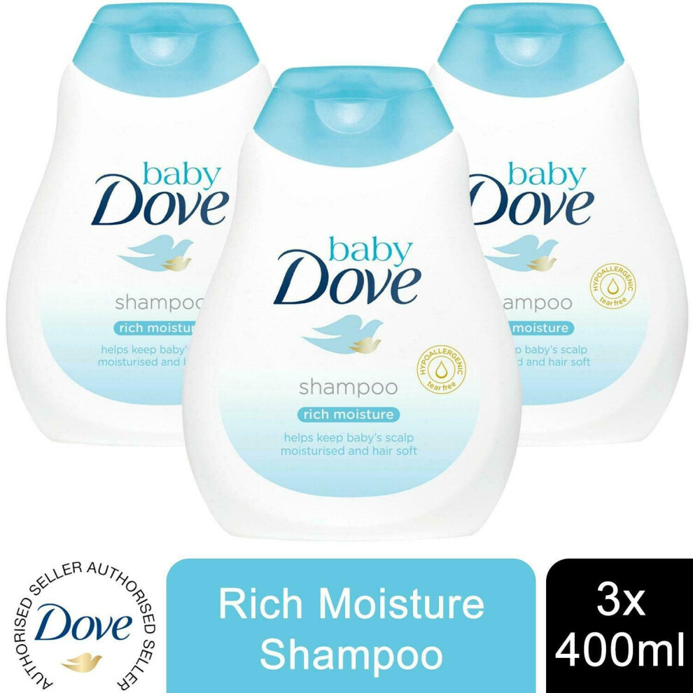 3pk Baby Dove Rich Moisture Fragrance-Free Moisture Shampoo, 400ml