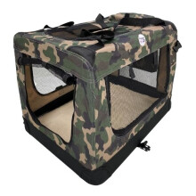 (Green Camo, X Large) HugglePets Fabric Dog Crate, Mat & Treat Food Bag