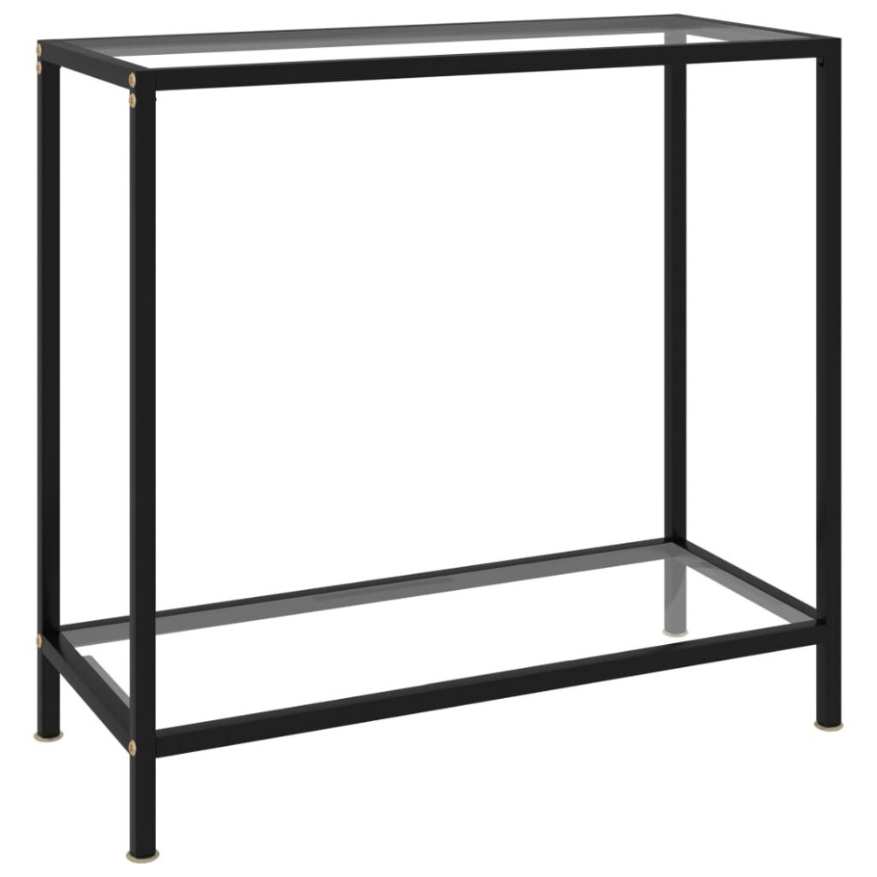 vidaXL Console Table Transparent 80 cm Tempered Glass Accent Side End Desk