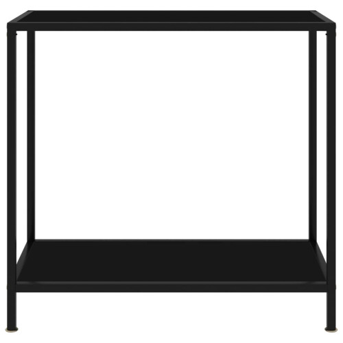 VidaXL vidaXL Console Table Black 80 cm Tempered Glass Home Accent Side End Hall Desk 1