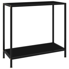 vidaXL Console Table Black 80 cm Tempered Glass Home Accent Side End Hall Desk