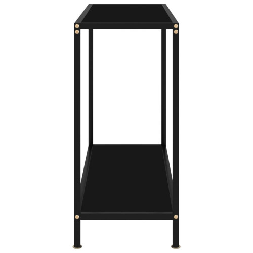 VidaXL vidaXL Console Table Black 80 cm Tempered Glass Home Accent Side End Hall Desk 2