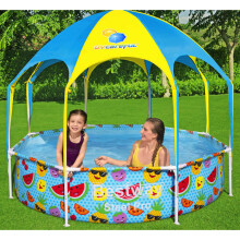 Bestway Steel Pro UV Careful Above Ground Pool for Kids Baby Sun Shade Canopy