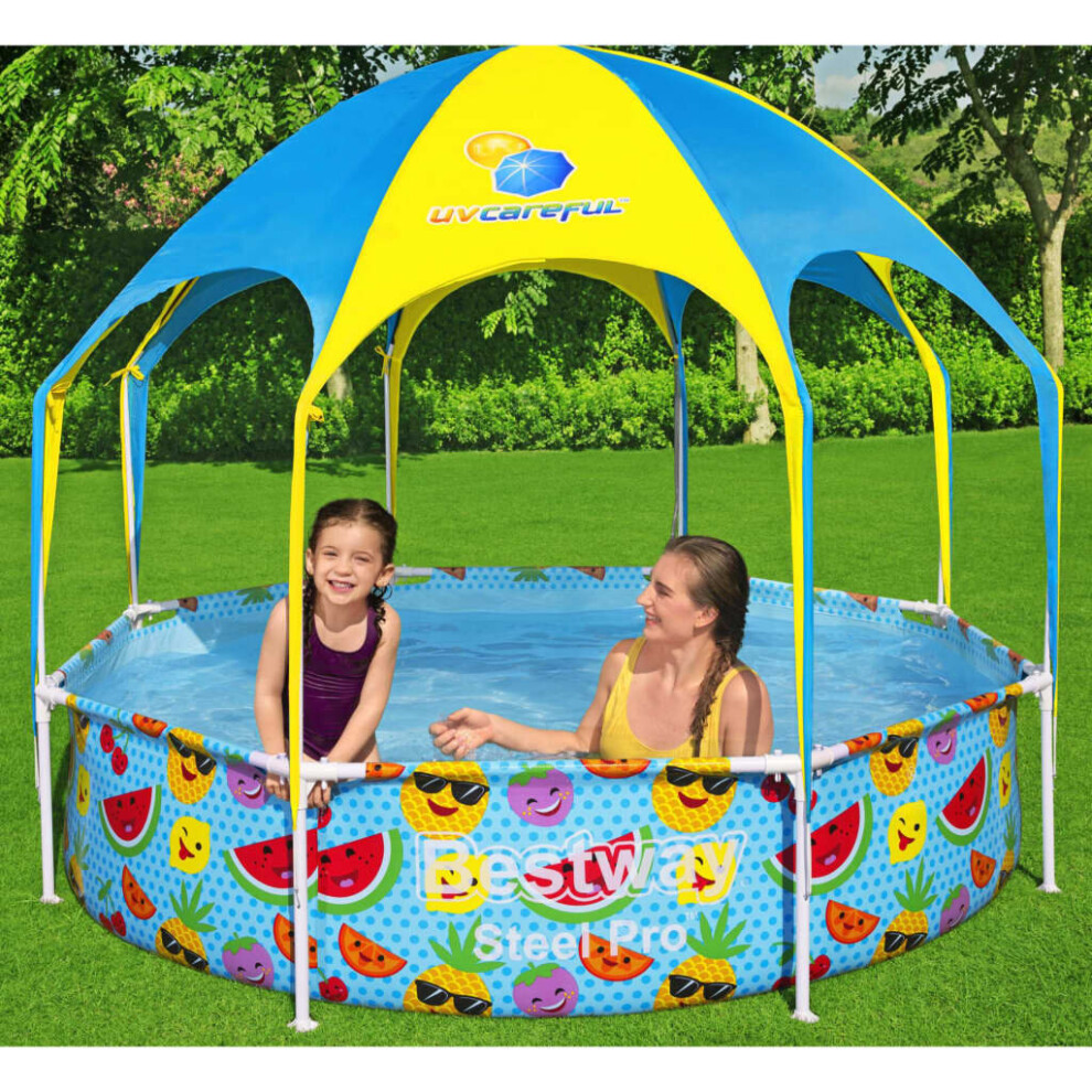 Bestway Steel Pro UV Careful Above Ground Pool for Kids Baby Sun Shade Canopy