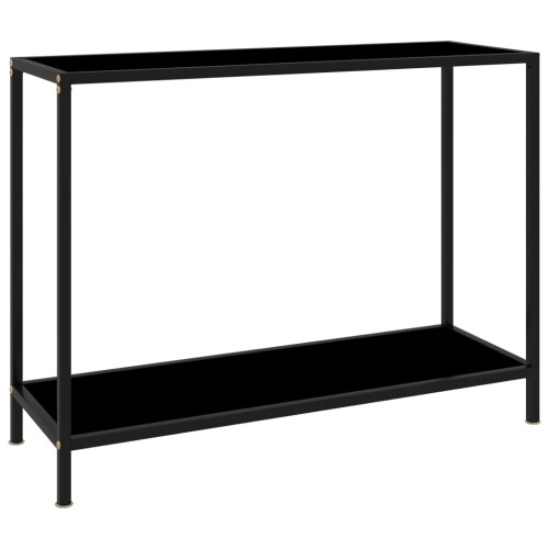VidaXL vidaXL Console Table Black 100 cm Tempered Glass Accent Side End Hall Desk