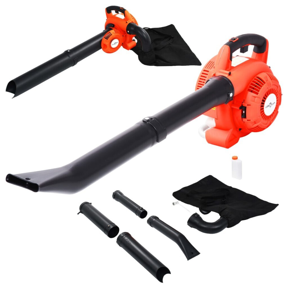 vidaXL 3-in-1 Petrol Leaf Blower 26cc Orange - 750W, 8500 rpm, Vacuum & Shredder, 45L Bag (Code 146884)