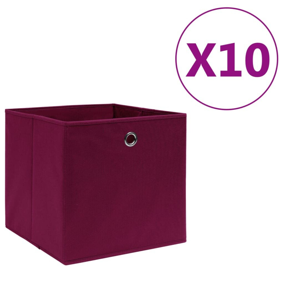 Vidaxl 10X Storage Boxes Non-Woven Fabric Dark Red Organiser Basket Container