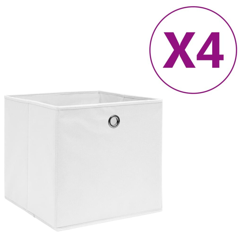 Vidaxl 4X Storage Boxes Non-Woven Fabric White Organiser Cube Basket Container