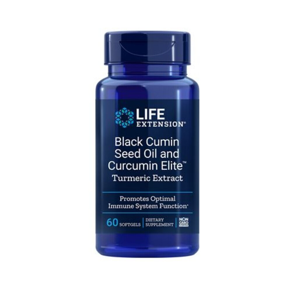 Life Extension Black Cumin Seed Oil With Curcumin Elite Turmeric Extract 60 Softgels