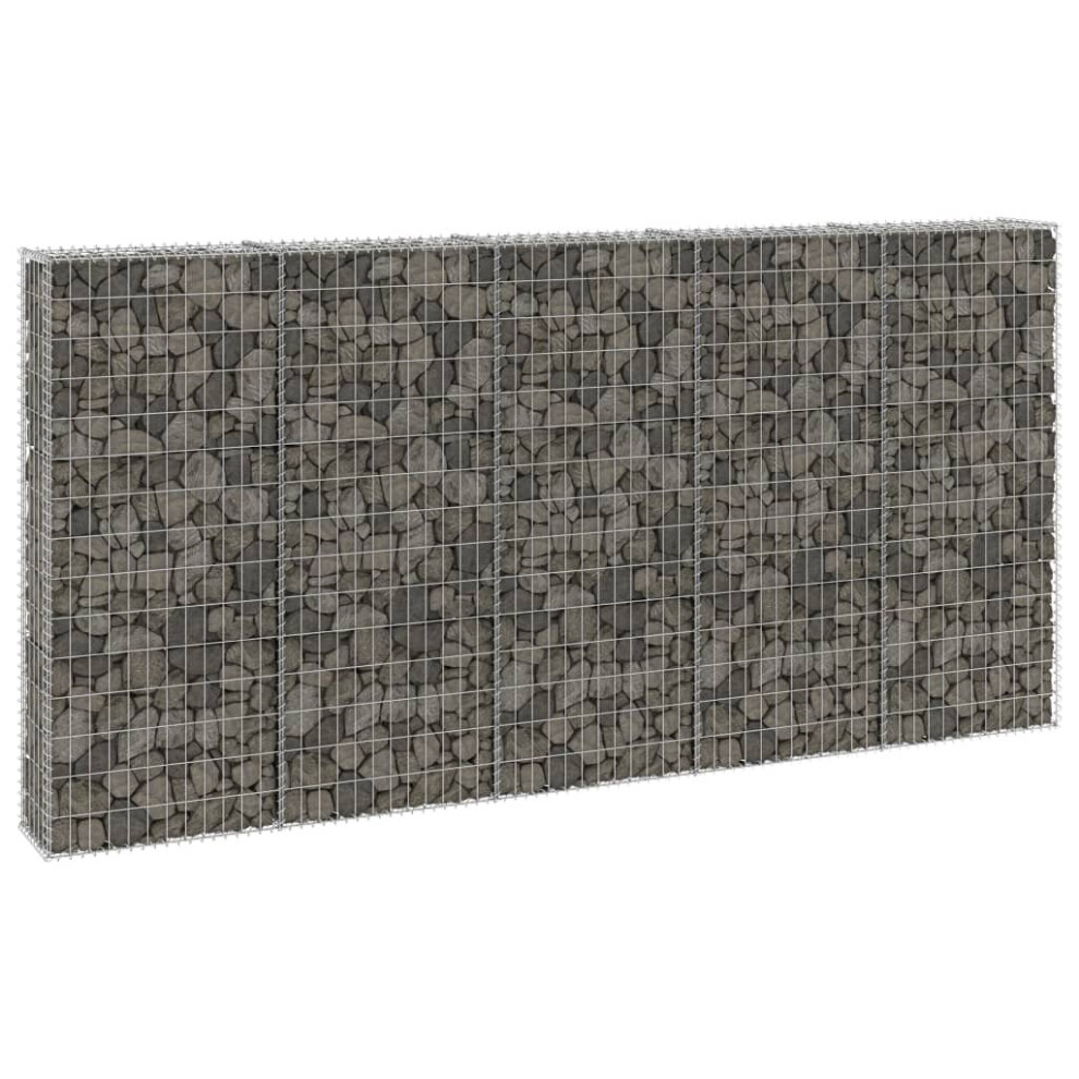 vidaXL Gabion Wall with Covers Galvanised Steel 300x30x150 cm Outdoor Cage