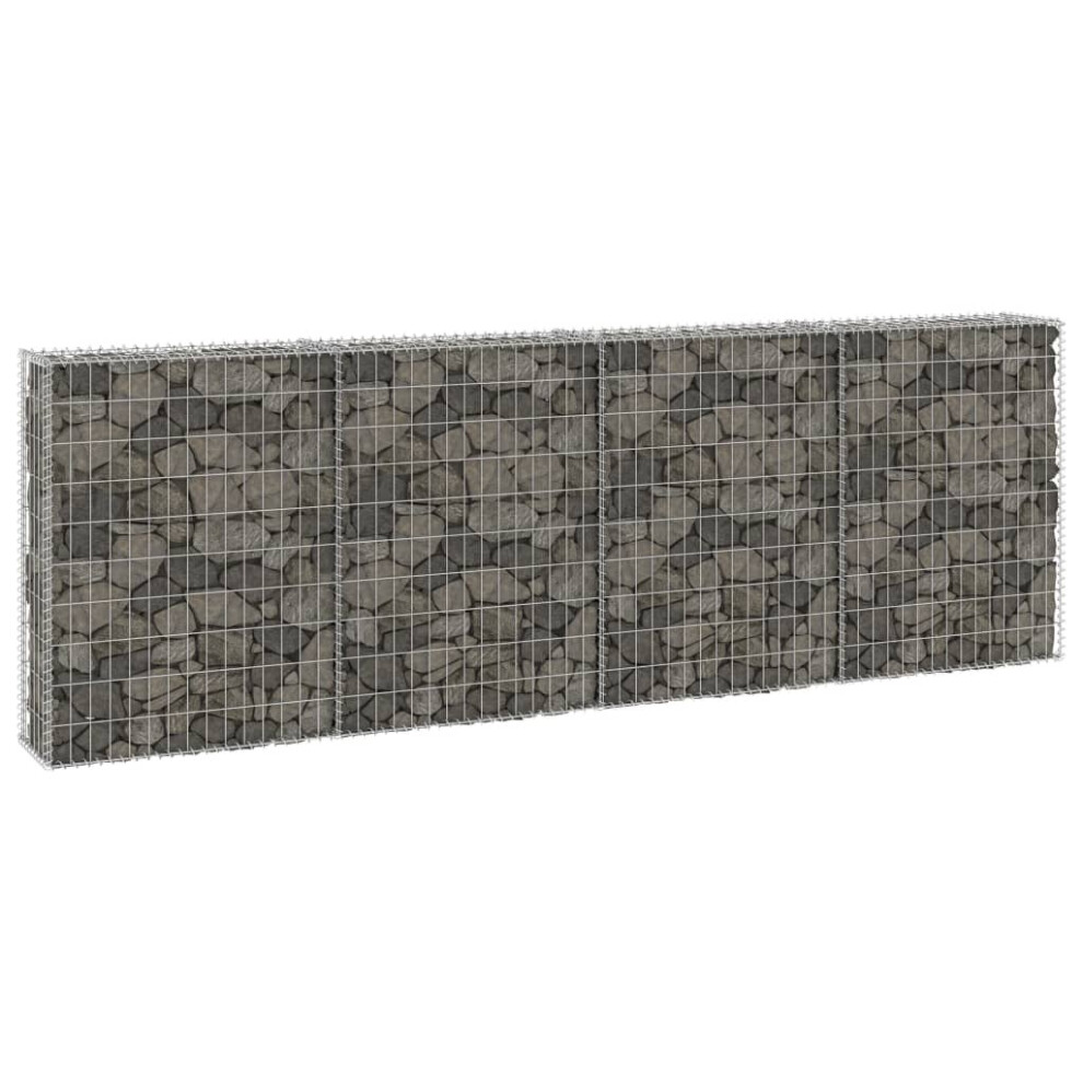 vidaXL Gabion Wall with Covers Galvanised Steel 300x30x100 cm Outdoor Cage