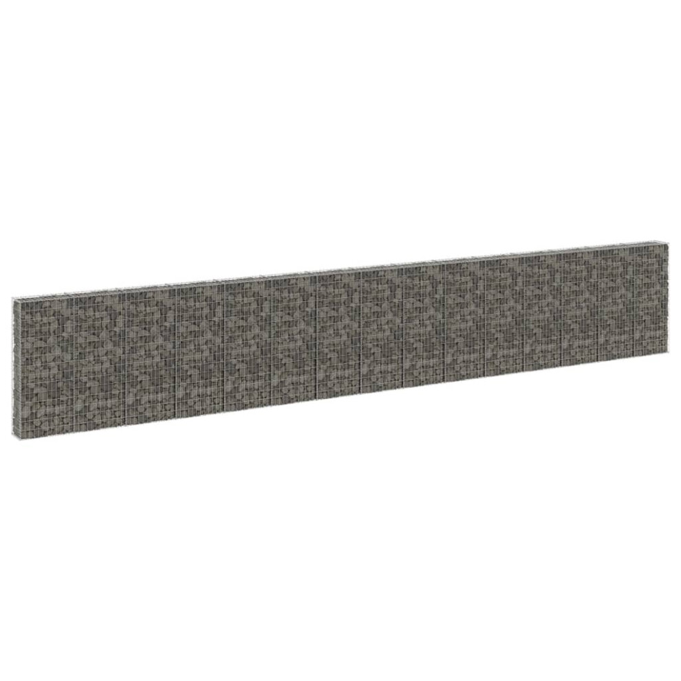 Vidaxl Gabion Wall With Covers Galvanised Steel 900X30x150 Cm Outdoor Cage 8720286110164
