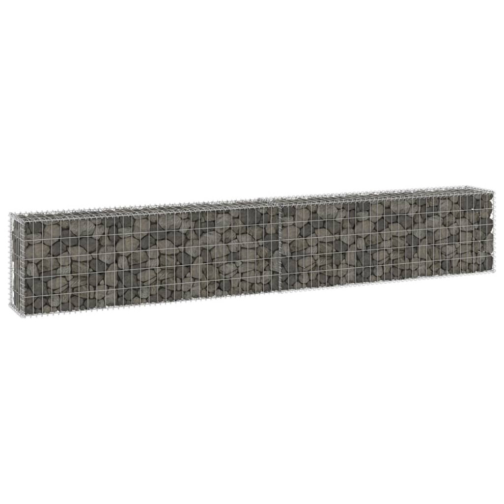 vidaXL Gabion Wall With Covers Galvanised Steel 300x30x50 Cm Outdoor Cage