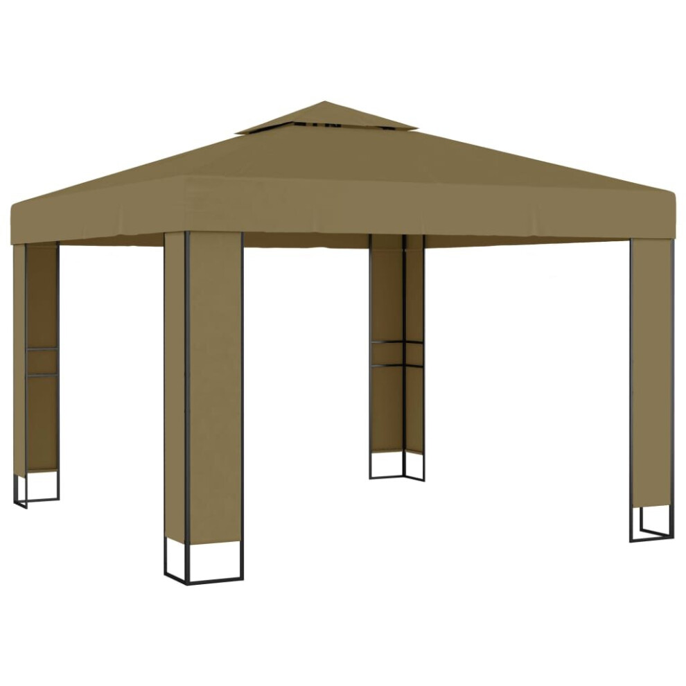 vidaXL Gazebo with Double Roof 3x3x2.7 m Taupe 180 g/mÂ² Garden Canopy Shelter