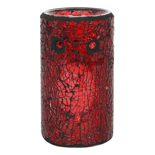 RED PILLAR CRACKLE GLASS OIL BURNER 2