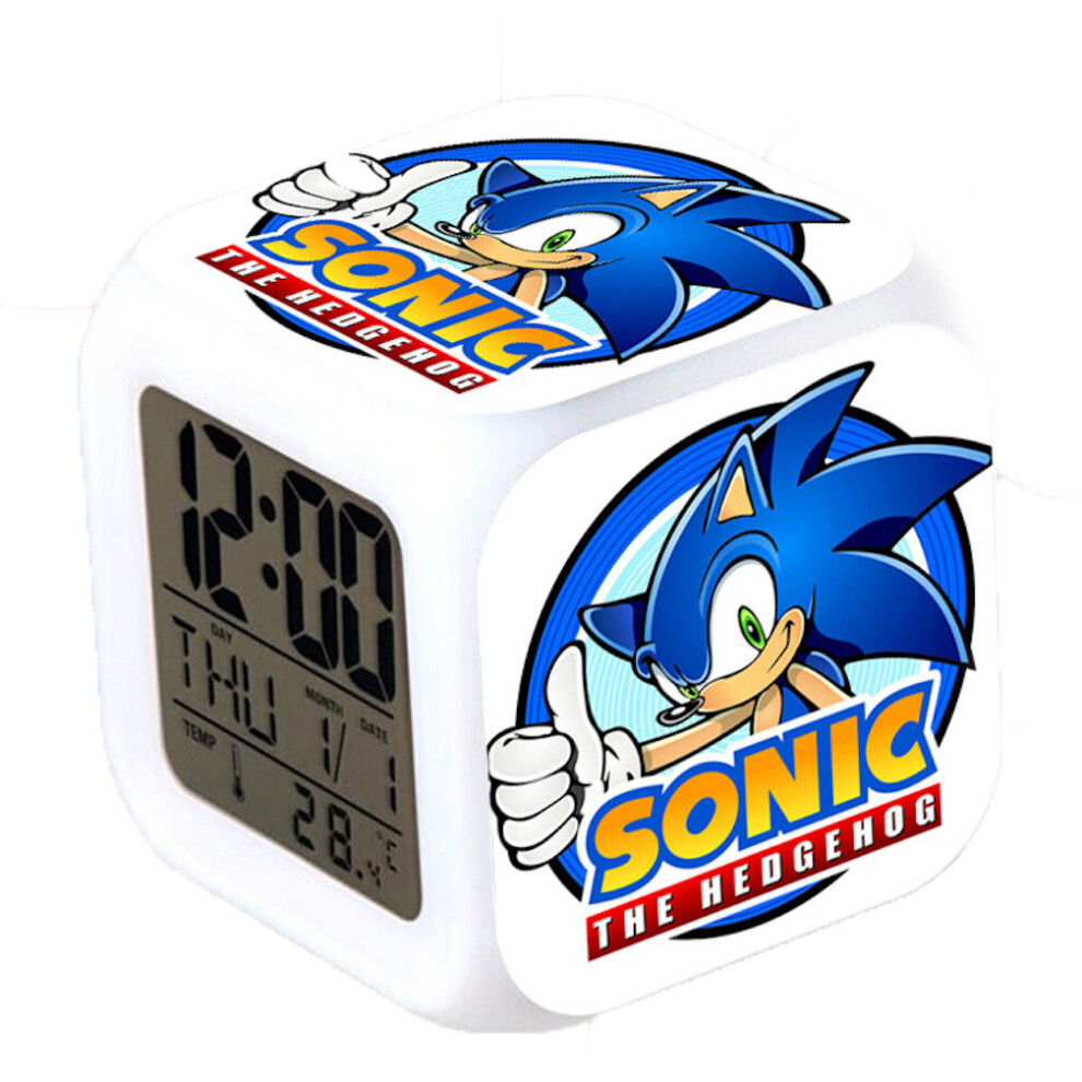 Sonic The Hedgehog Led Colorful Thermometer Glowing Alarm Clock