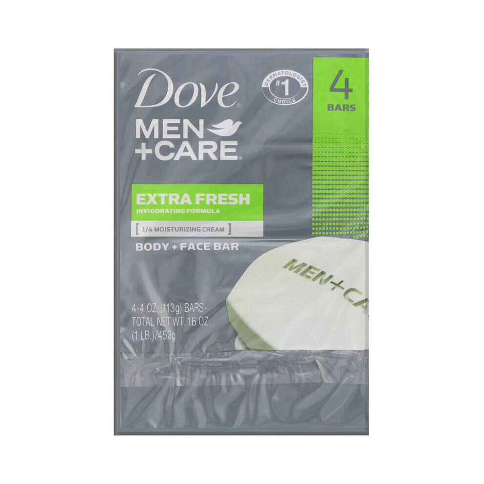 Dove, Men+Care, Body + Face Bar, Extra Fresh, 4 Bars, 113g Each