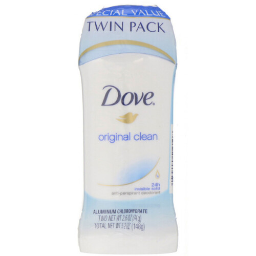 Dove, Déodorant Solide Invisible, Original Propre, Double Pack, 2 Unités, 2,6 oz (74 g) Chacun