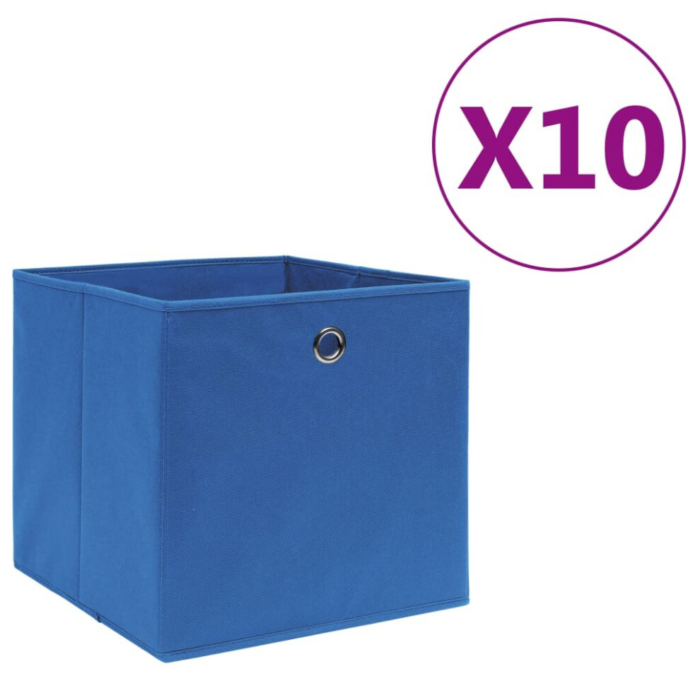 Vidaxl 10X Storage Boxes Non-Woven Fabric Blue Organiser Cube Basket Container