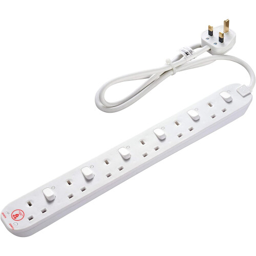 Masterplug 2m Six Socket Surge Protected Switched Extension 1