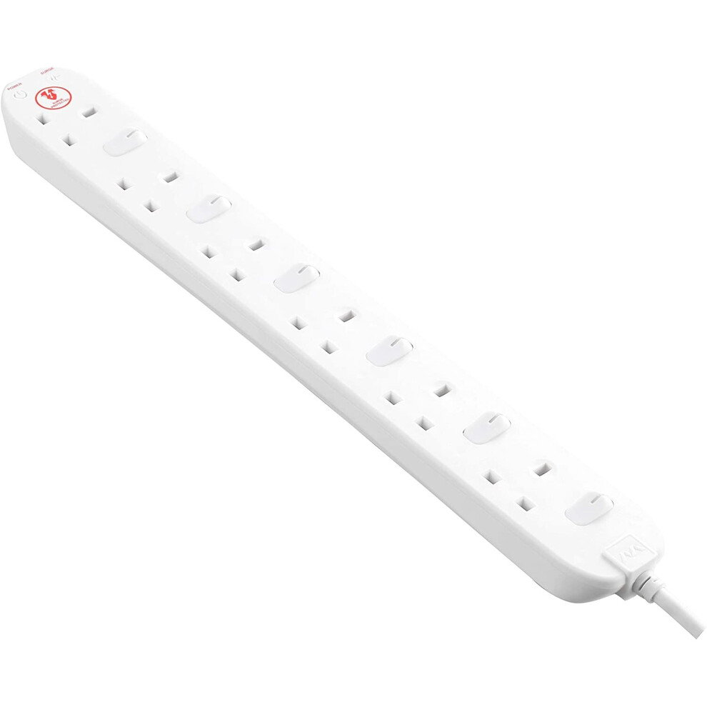 Masterplug 2m Six Socket Surge Protected Switched Extension