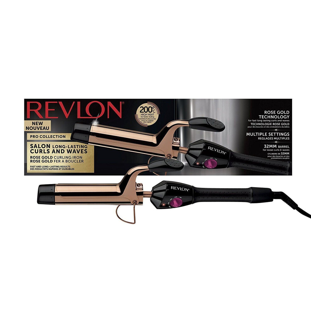 Revlon Gold Rvir1159uk Salon Long Last Hair Curls Waves Styler 32Mm Barrel - Rose