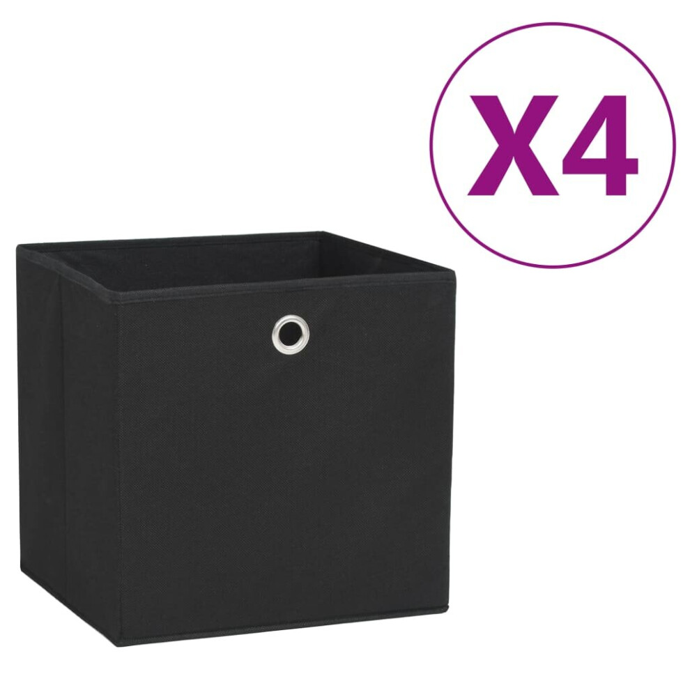 Vidaxl Black 4X Storage Boxes Non-Woven Fabric Organiser Cube Basket Container