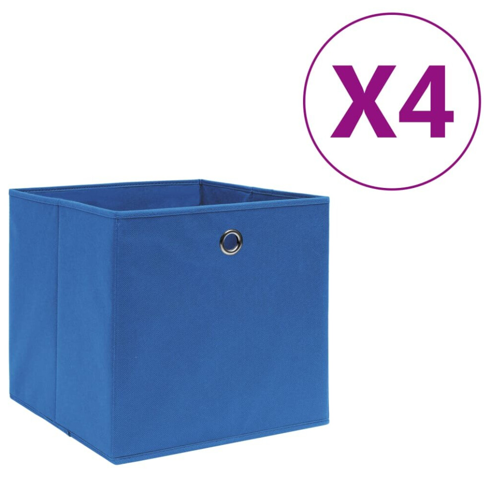 vidaXL 4x Storage Boxes Non-woven Fabric Blue Organiser Cube Basket Container