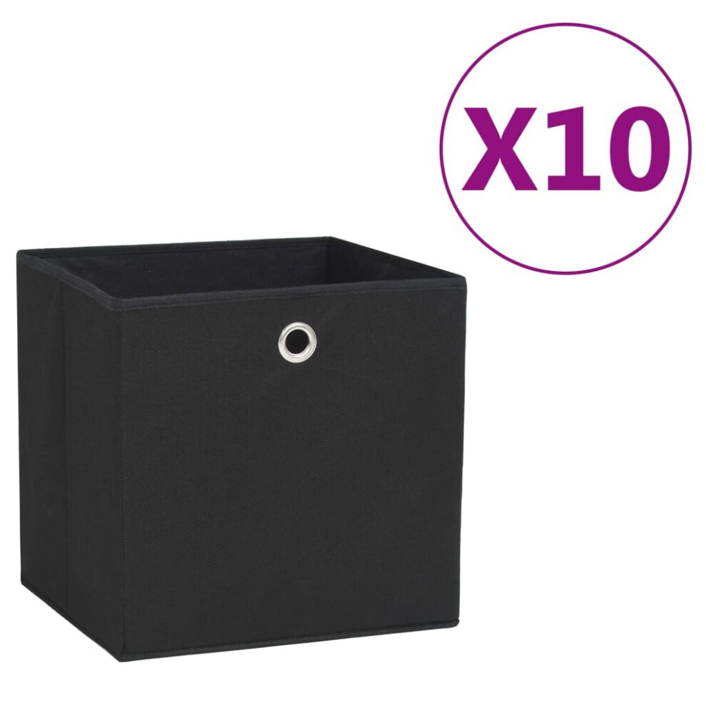 Vidaxl 10X Storage Boxes Non-Woven Fabric Black Organiser Basket Container