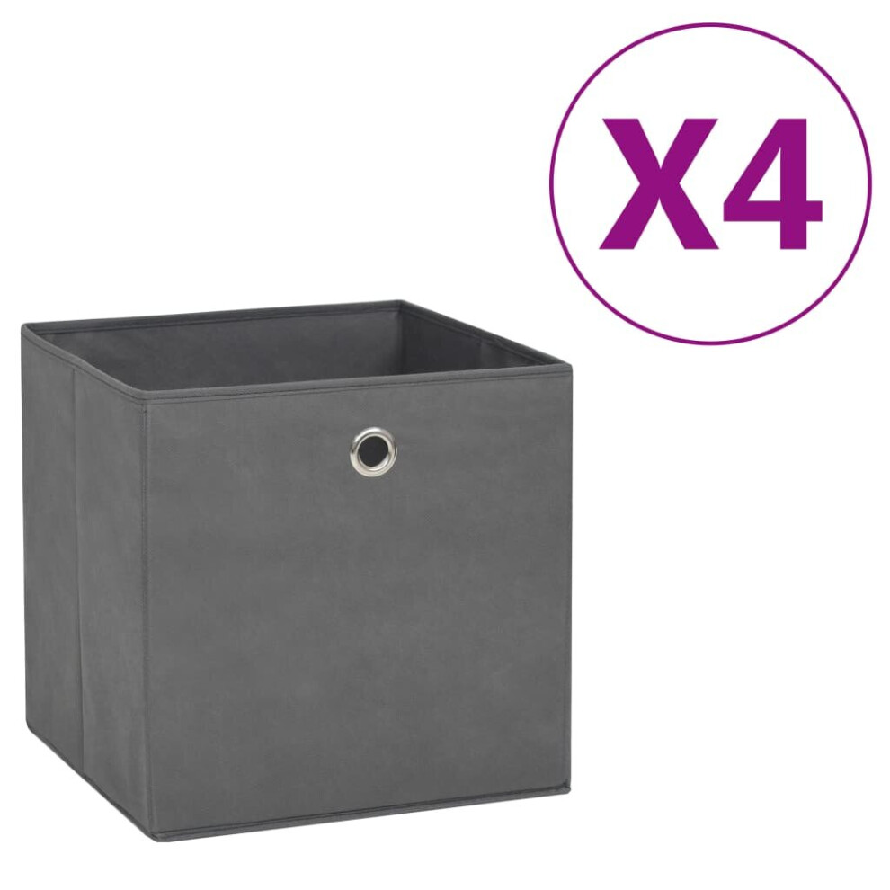 Vidaxl Grey 4X Storage Boxes Non-Woven Fabric Organiser Cube Basket Container